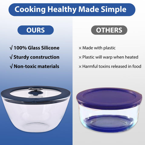 GLOU-GLOU GOOSE GGG lids with temperature tolerance in kitchen use.