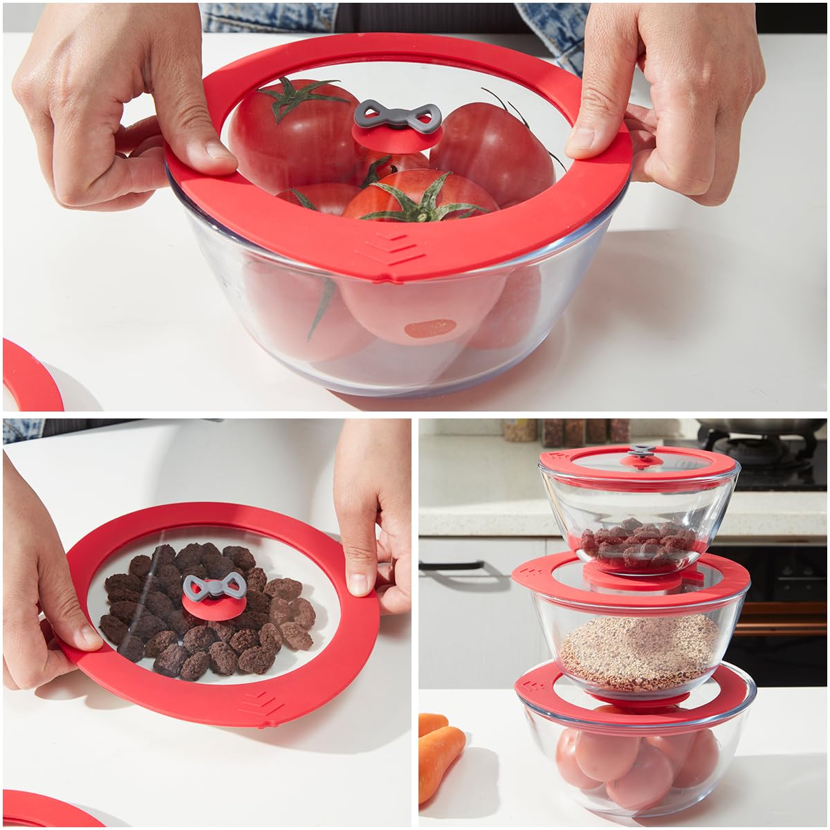 4-cup capacity matches Pyrex small bowls for easy storage