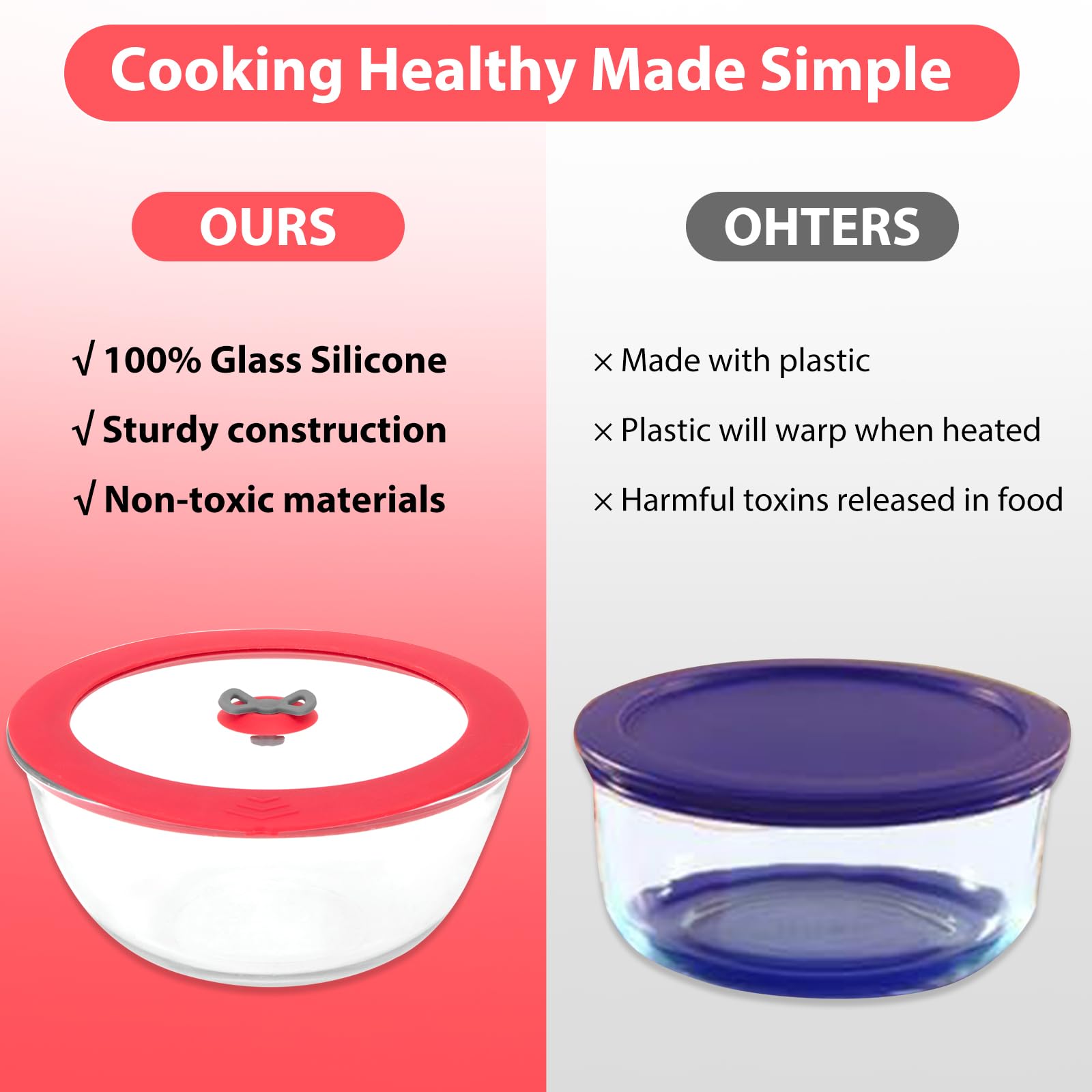Clear lid lets you see inside food instantly