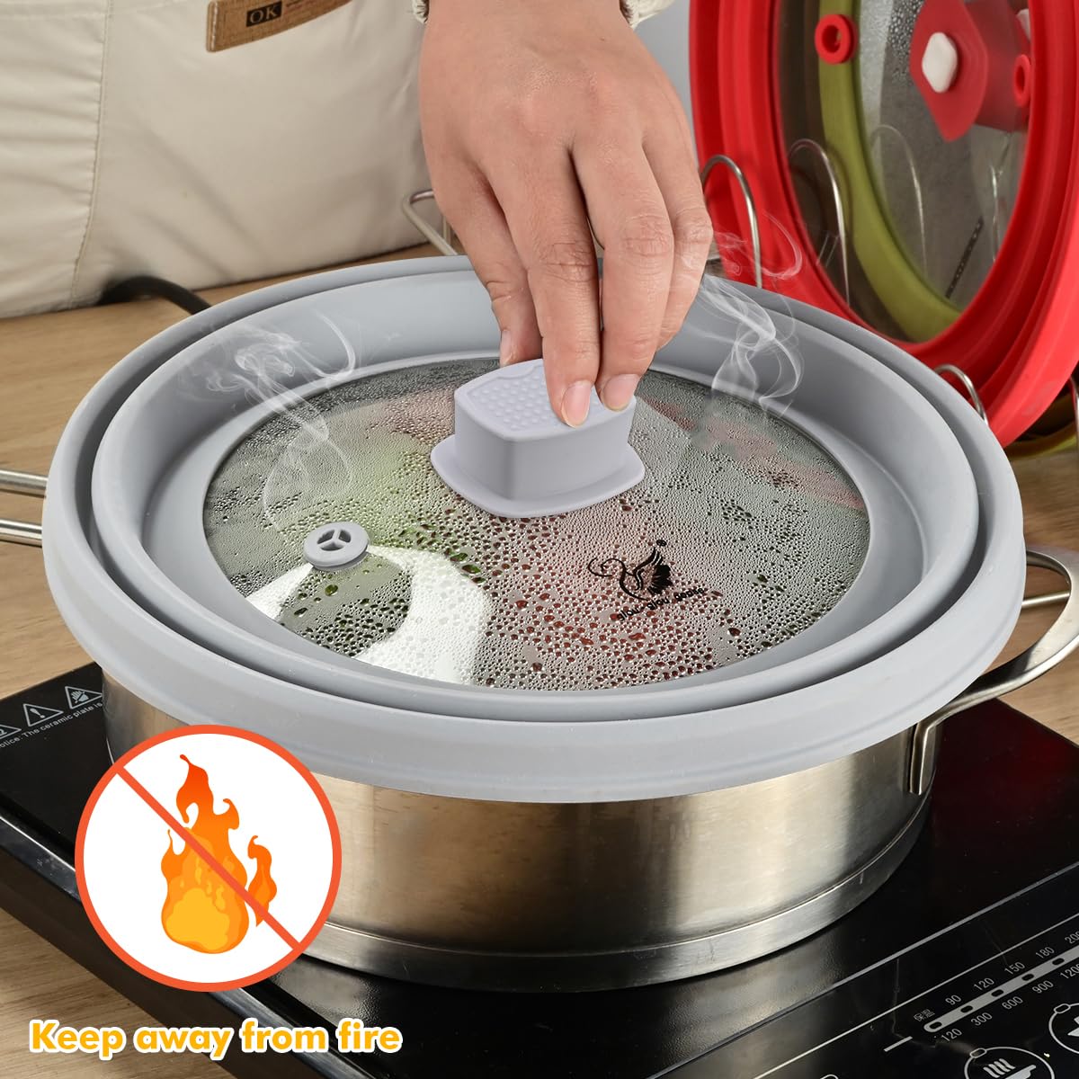 GLOU-GLOU GOOSE GGG light grey lid fits standard 9.8 inch pots and plates.