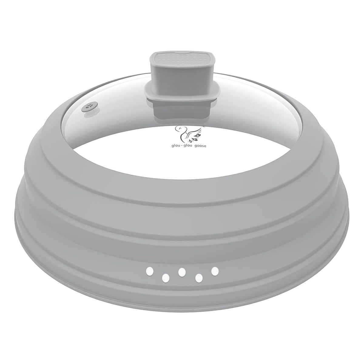 GLOU-GLOU GOOSE GGG splatter cover top view keeps microwave clean and mess-free.
