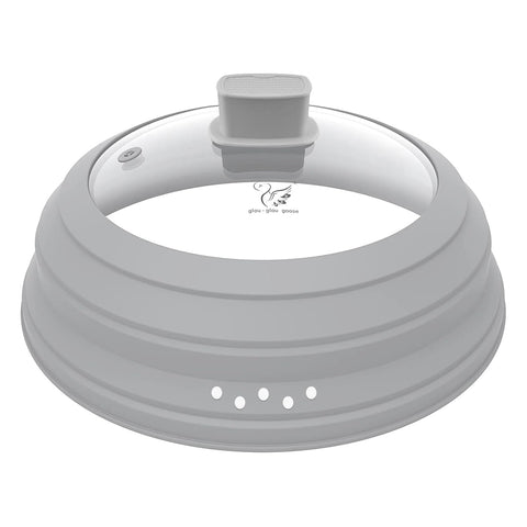 GLOU-GLOU GOOSE GGG splatter cover top view keeps microwave clean and mess-free.