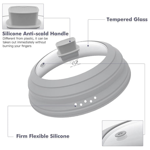 GLOU-GLOU GOOSE GGG tempered glass dome provides durable, safe coverage for microwaved meals.