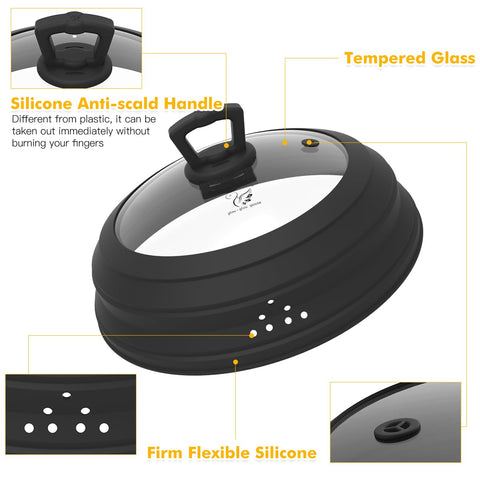 GLOU-GLOU GOOSE GGG tempered glass lid offers a clear view while steaming meals.