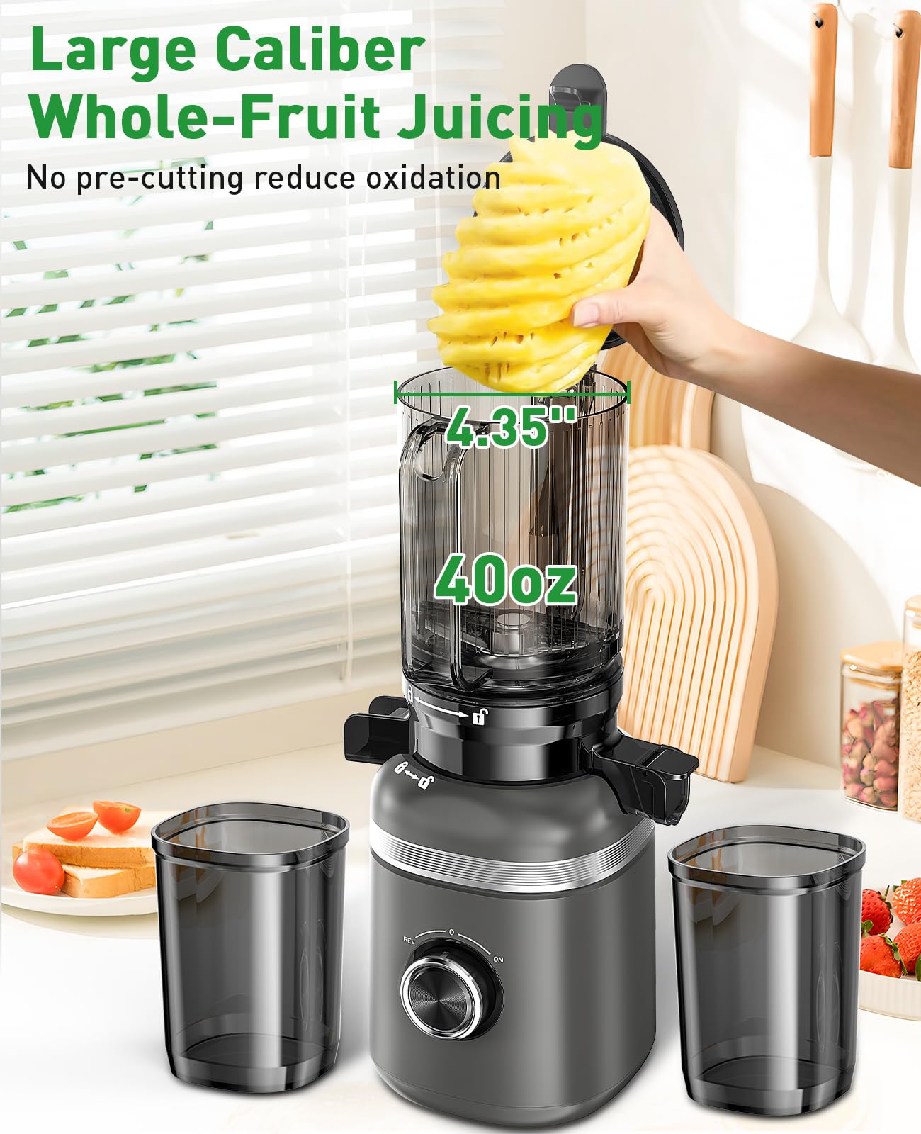 GlowWise triple-filter smooths texture for purer, foam-free juice.
