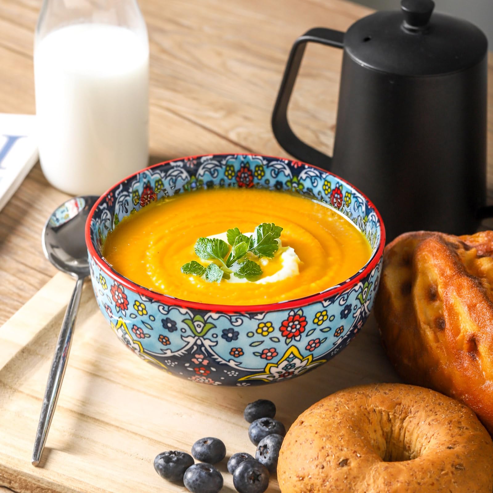 Glowworm bowls 26oz multicolor ceramic stack demonstrates compact storage and durability