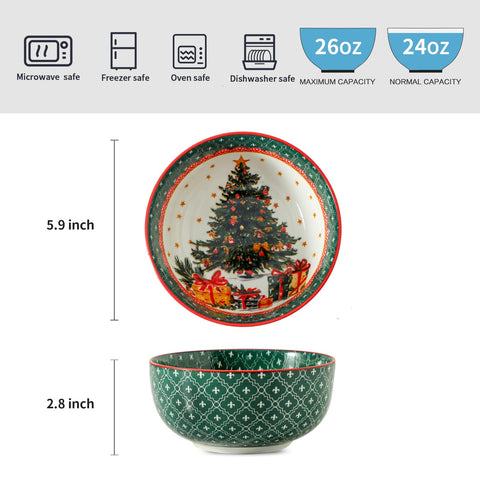 Glowworm bowls featuring tree motif, ideal for holiday cereals and soups