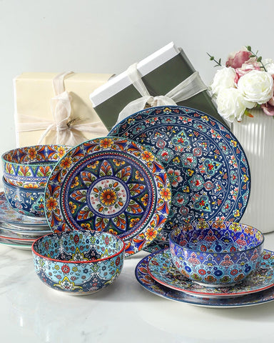 Glowworm six-piece boho dinner plates set makes a great gift and decor