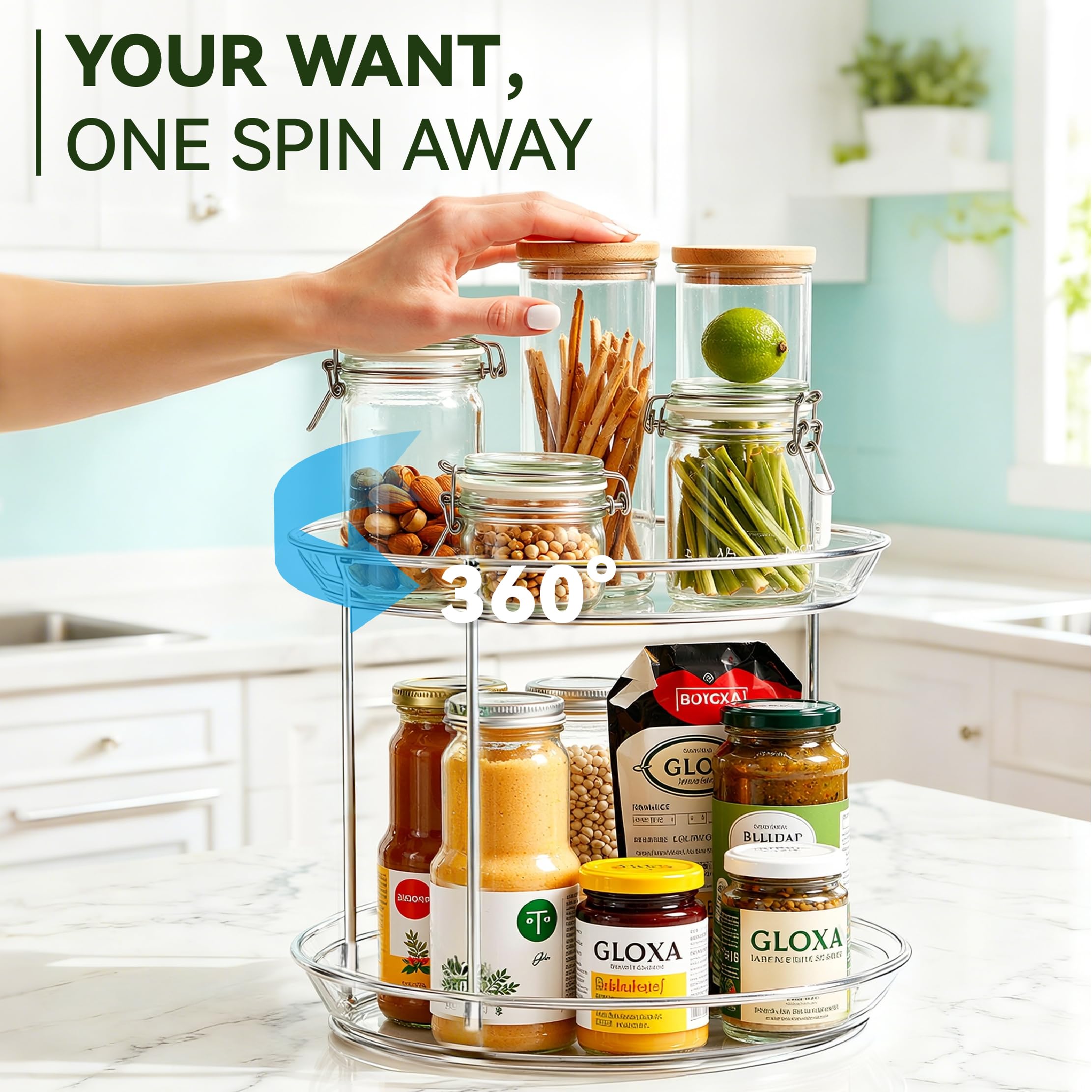 GLOXA non-slip rim keeping items secure during rotation