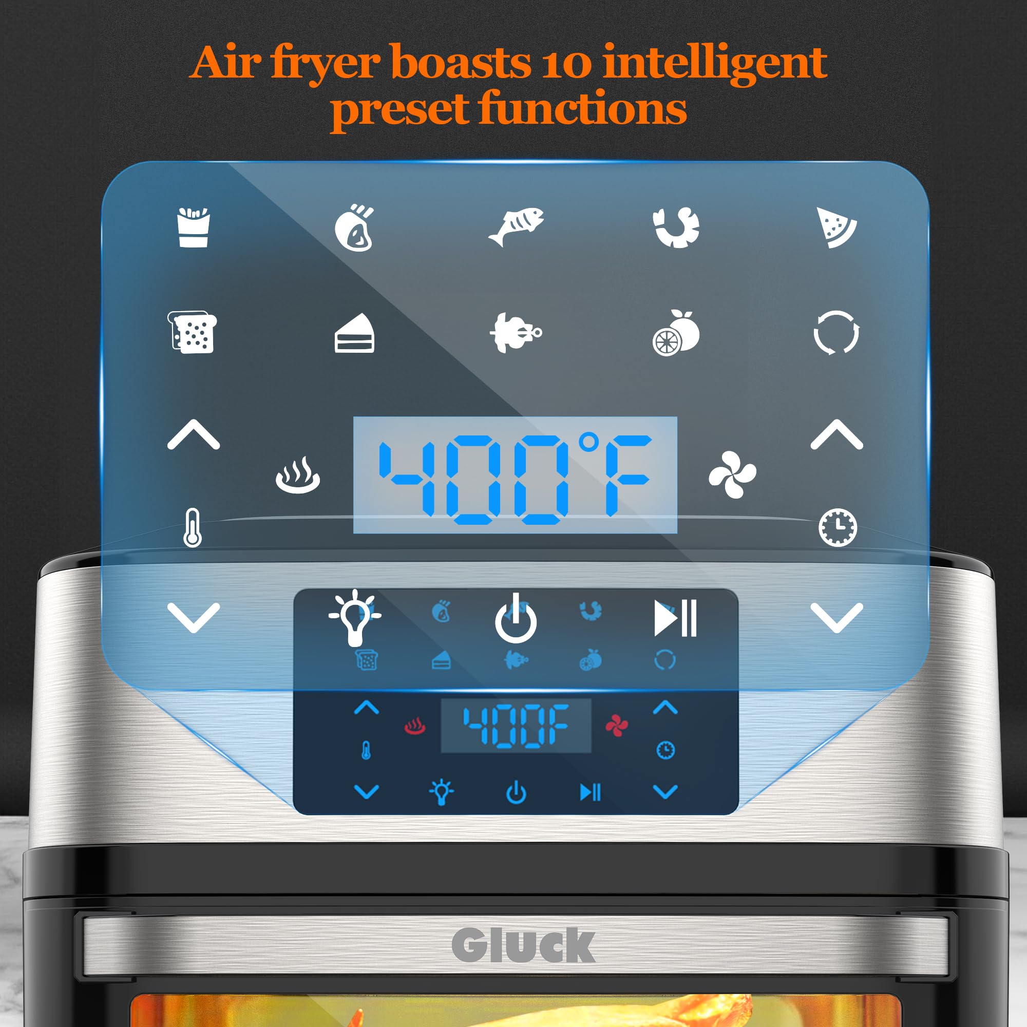 Gluck Air Fryer Oven 20QT roasts a whole chicken evenly