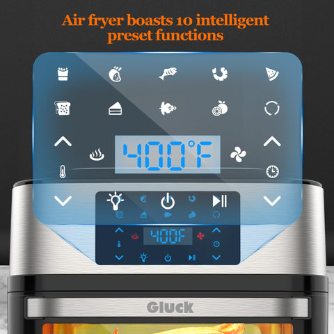 Gluck Air Fryer Oven 20QT roasts a whole chicken evenly