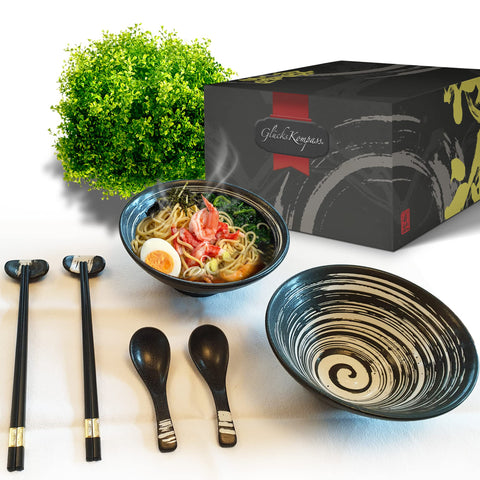 GlucksKompass packaging for the ramen bowl set suggests a premium gift-ready presentation.