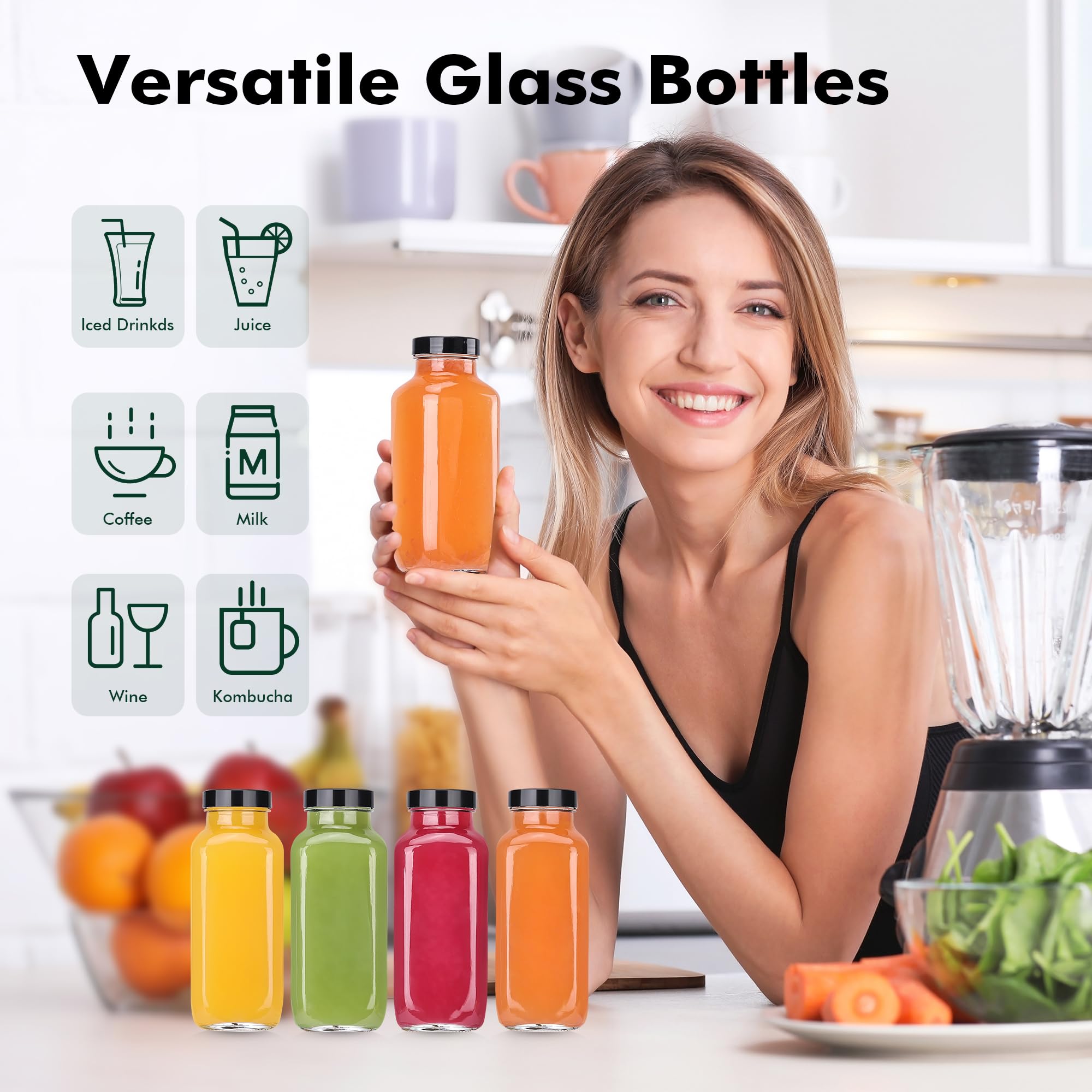 Glxgow wide-mouth 8oz glass bottle ideal for easy filling and clean pouring.