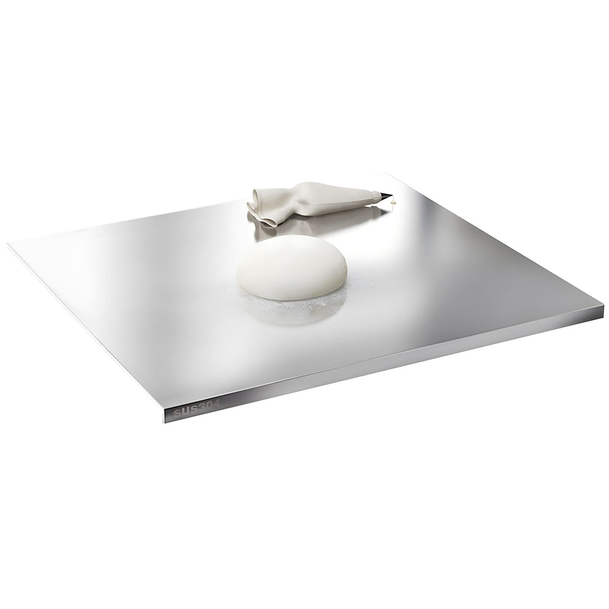 Glyncipher stainless steel cutting board top view, large durable workspace for meats and vegetables.