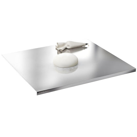 Glyncipher stainless steel cutting board top view, large durable workspace for meats and vegetables.