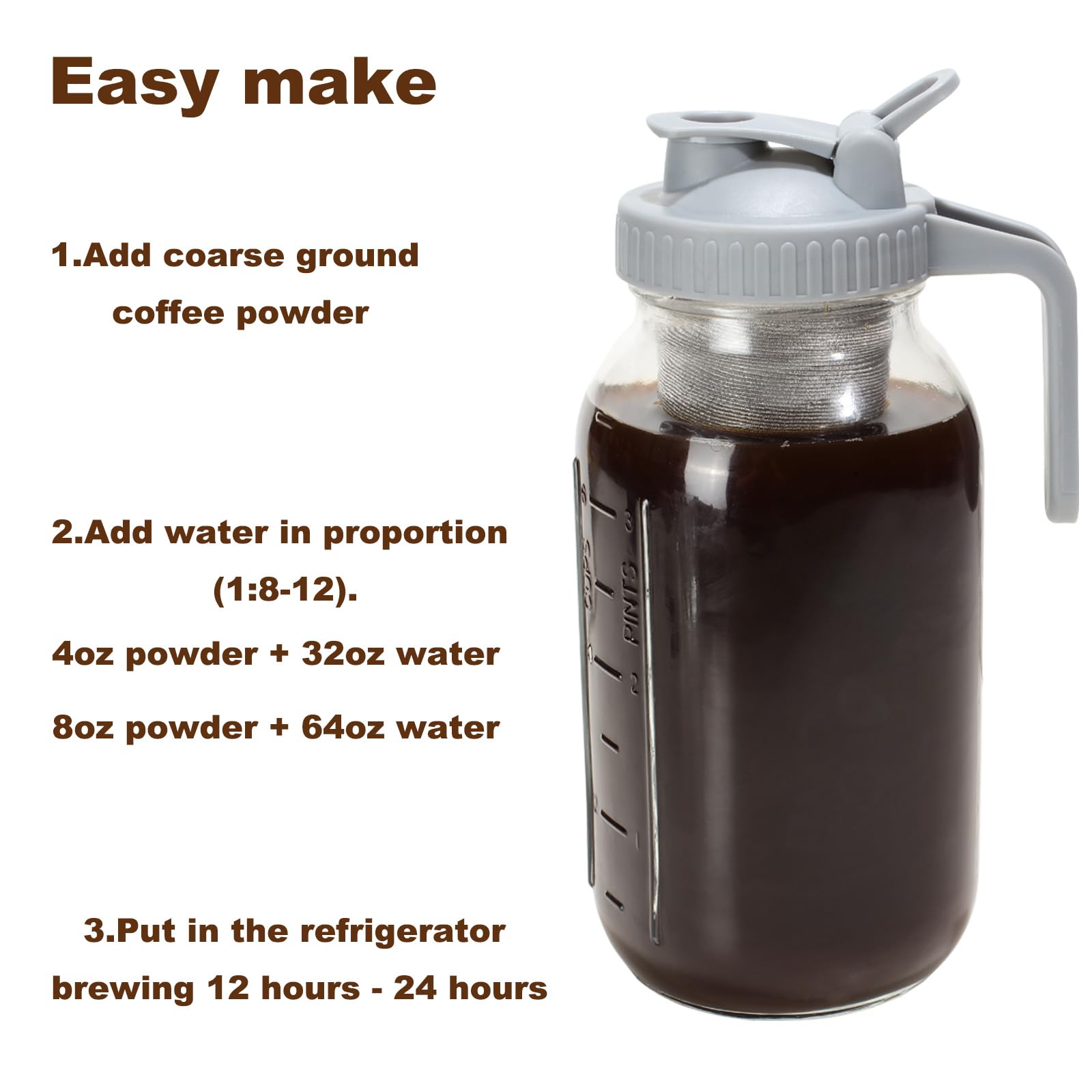 Glyntrof cold brew filter fits wide-mouth jars for effortless iced coffee preparation