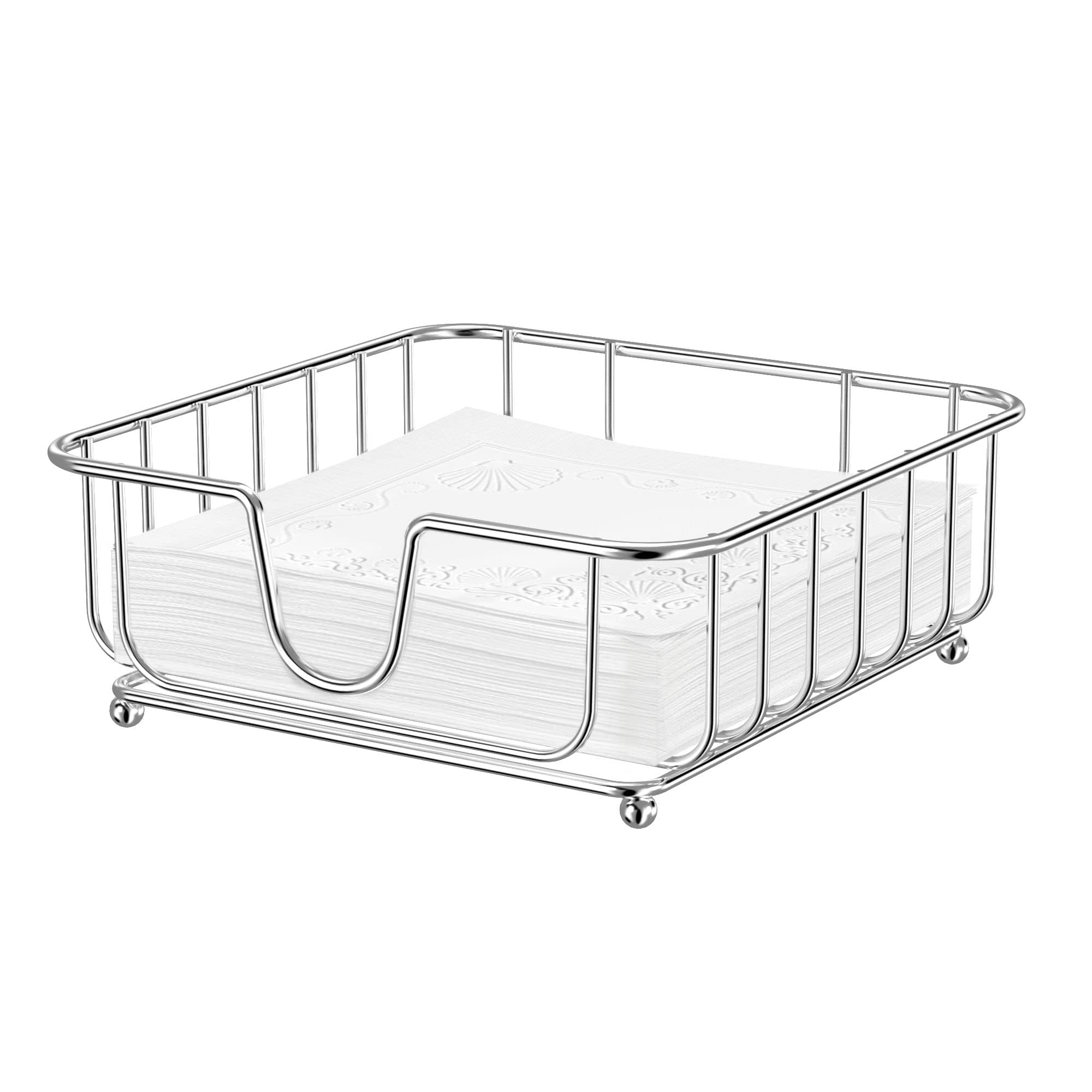 GMFINE napkin holder in black, front view, showing a sleek, space-saving table organizer.