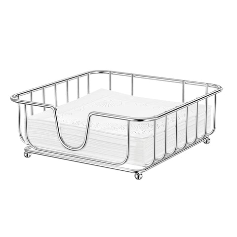 GMFINE napkin holder in black, front view, showing a sleek, space-saving table organizer.