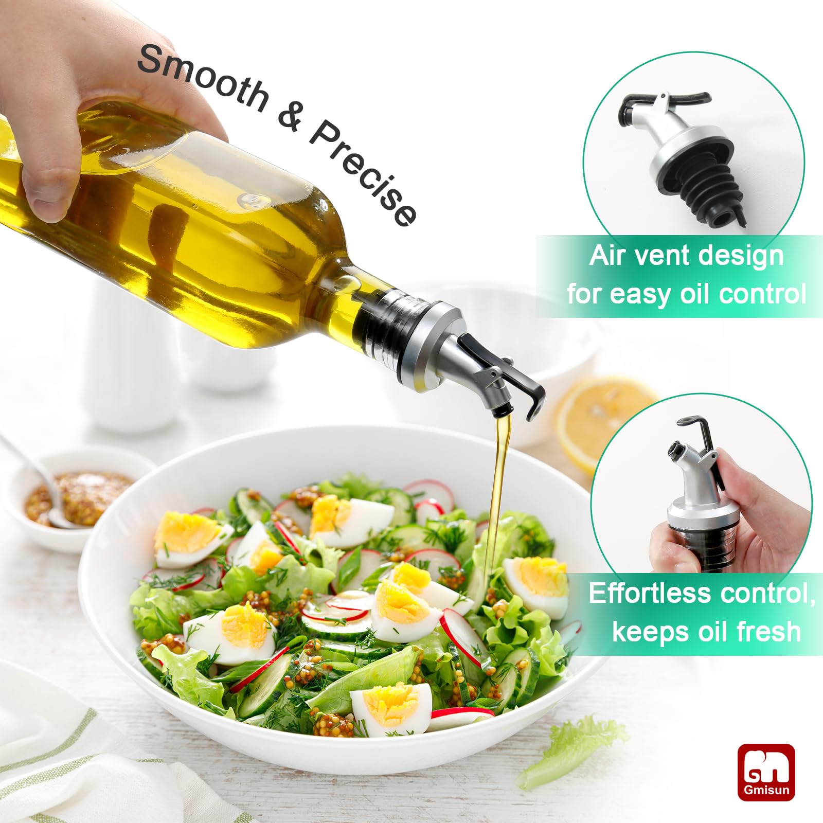 GMISUN kitchen bottle with pouring spout controls oil flow