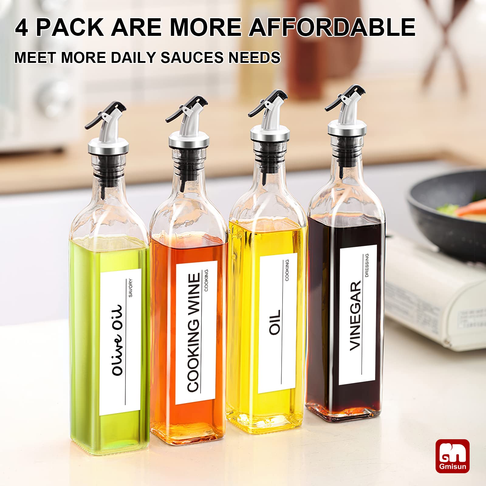 GMISUN clear bottles brighten the countertop while staying practical