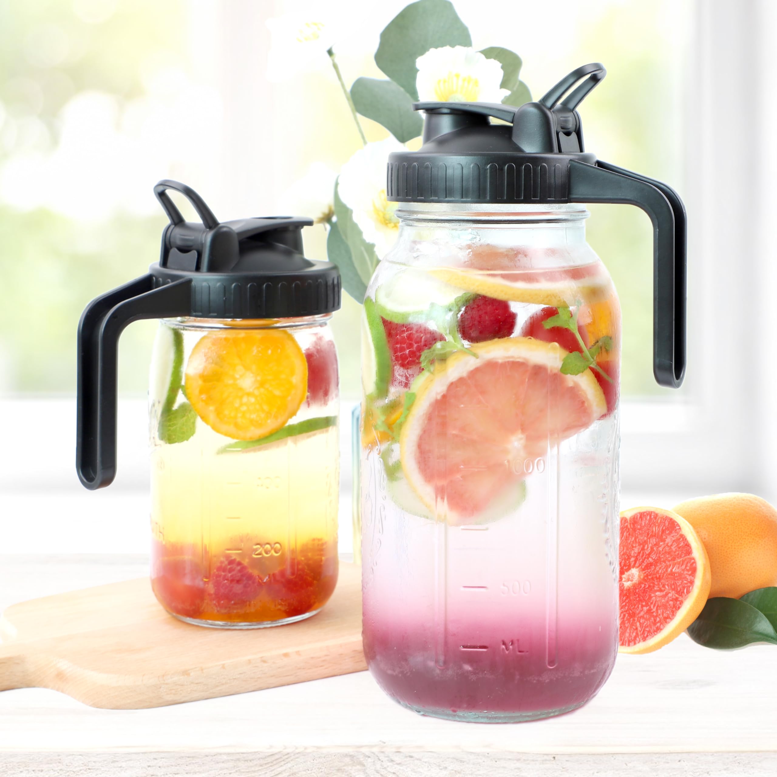 GMSWEET wide-mouth glass pitcher with sturdy handle for comfortable pouring.