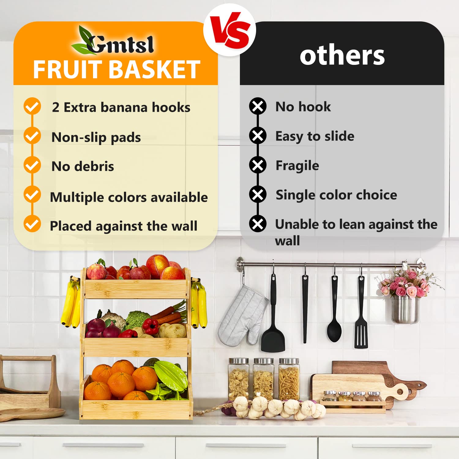 Gmtsl bamboo fruit basket highlighting durable bamboo construction.
