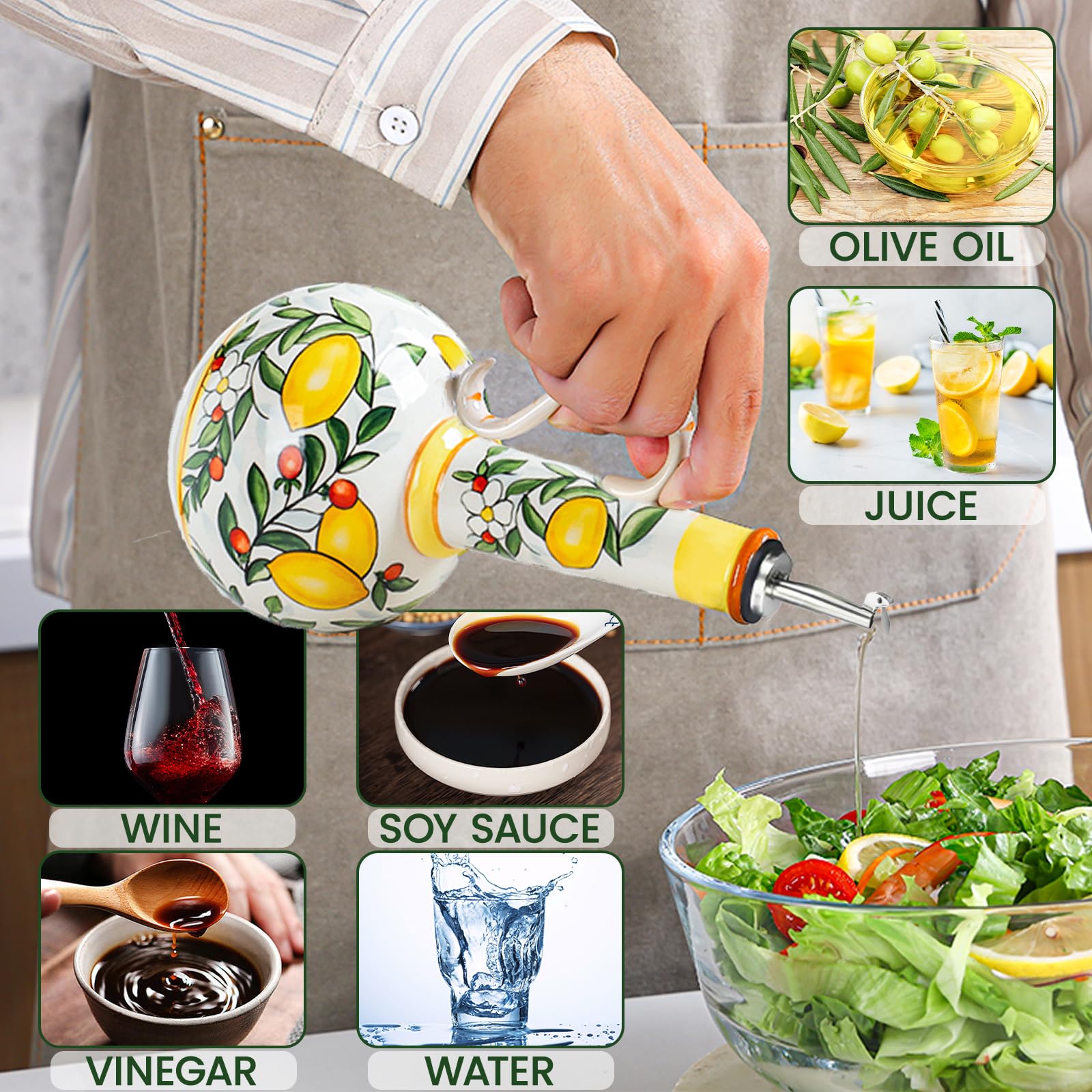 Gnlnkn 18oz bottle offers comfortable grip for easy pouring during casual cooking.