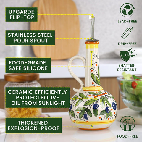 Gnlnkn ceramic olive oil dispenser with removable spout for easy cleaning