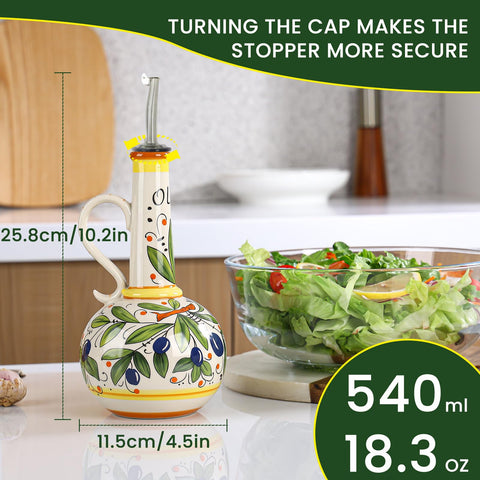Gnlnkn ceramic olive oil dispenser with handle for steady grip