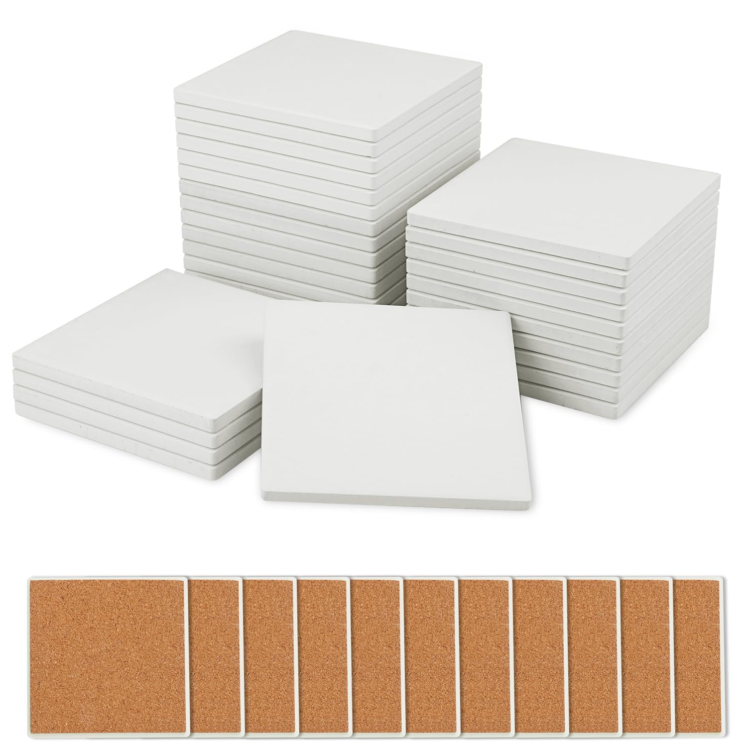 GNIEMCKIN blank ceramic coaster 4x4 with cork backing for surface protection