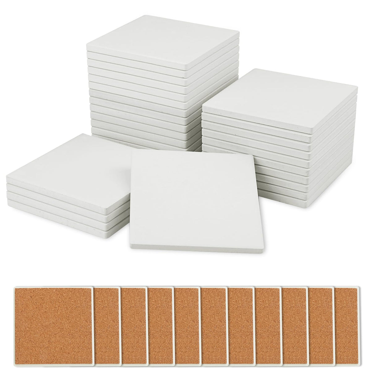 GNIEMCKIN blank ceramic coaster 4x4 with cork backing for surface protection