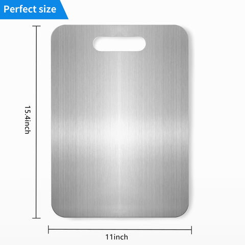 Gnodry titanium cutting board back side view highlighting meat-cutting zone to avoid cross-use.