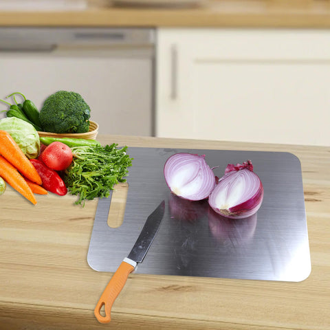 Gnodry titanium cutting board durable surface withstands sharp knives and daily meal prep.