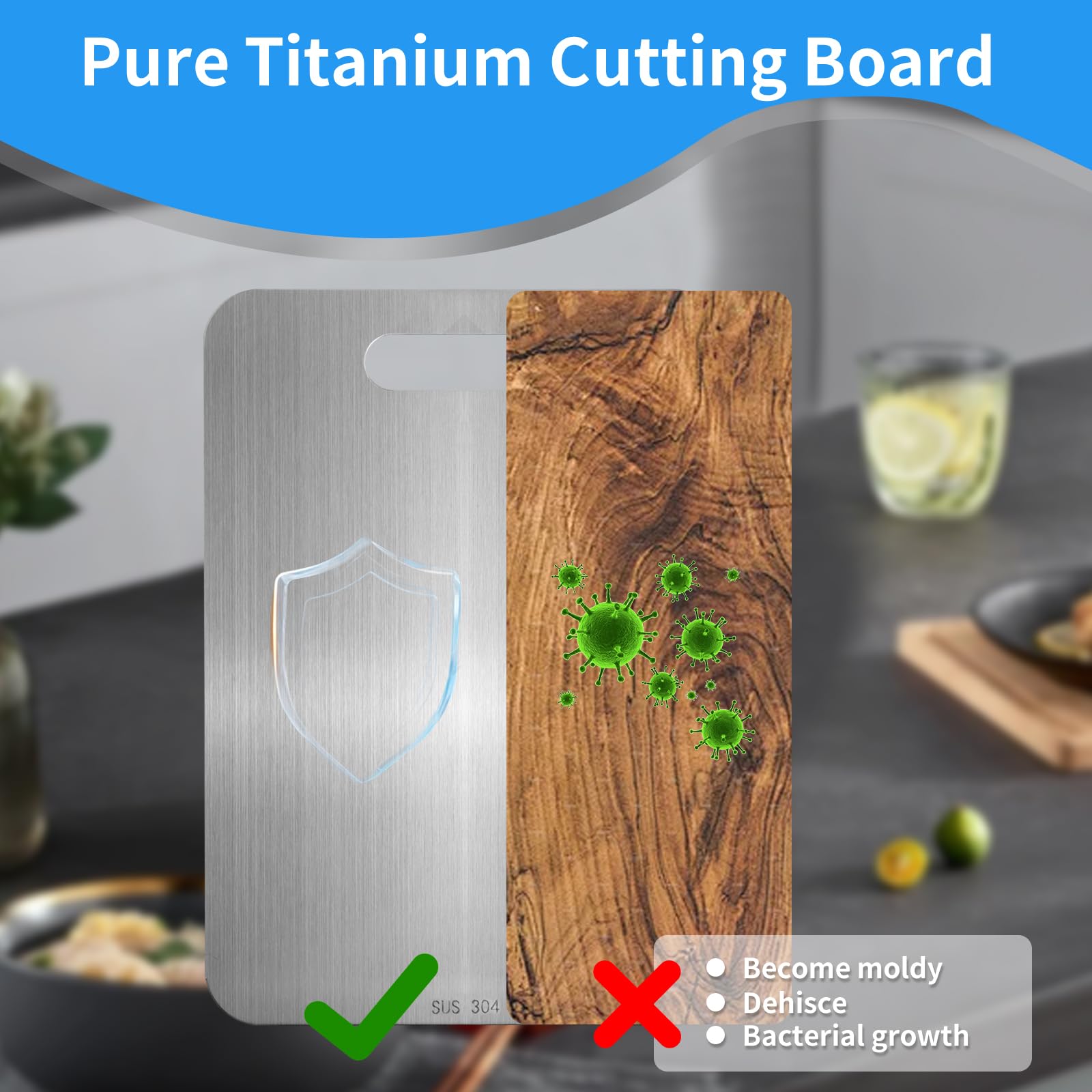 Gnodry titanium cutting board easy cleaning after use with quick wipe-down.