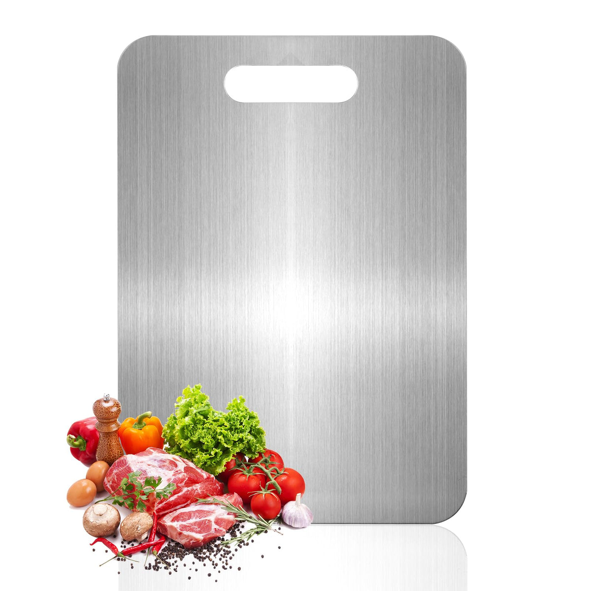 Gnodry titanium cutting board front view with dual-sided surface for fruits and vegetables.