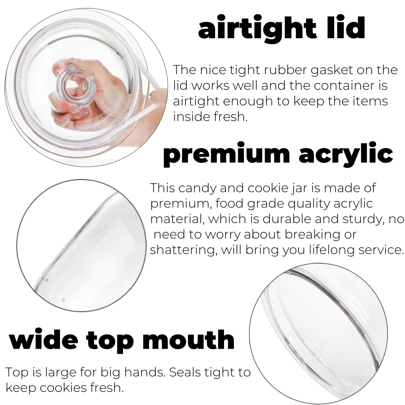 Goaste airtight lid with silicone gasket keeps contents fresh and odors contained.