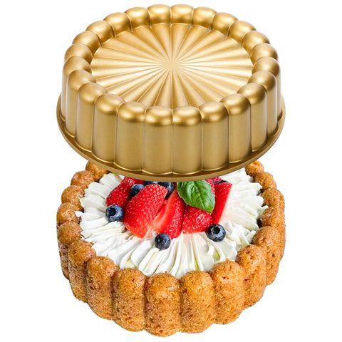 Goaste Charlotte pan overview shows the flower shape and versatile baking potential