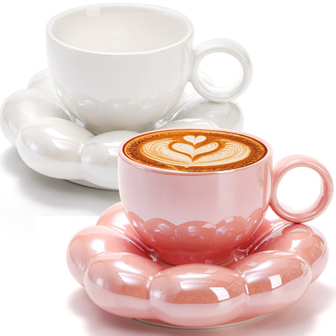 Goaste cloud mug pink with sunflower coaster for cozy morning coffee
