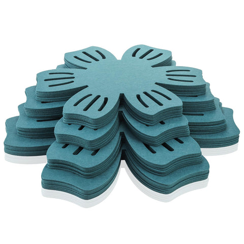 Goaste cyan pan protectors brighten kitchen organization.
