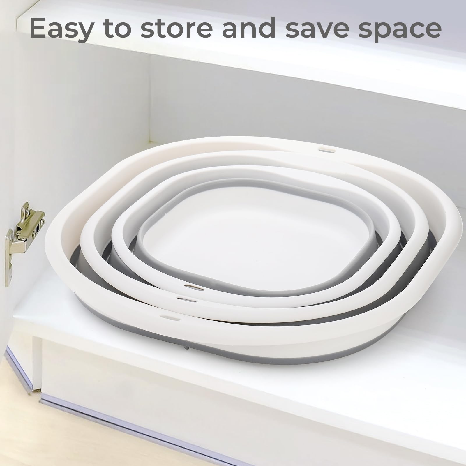 Goaste foldable dish tub gray with hanging hole for space saving