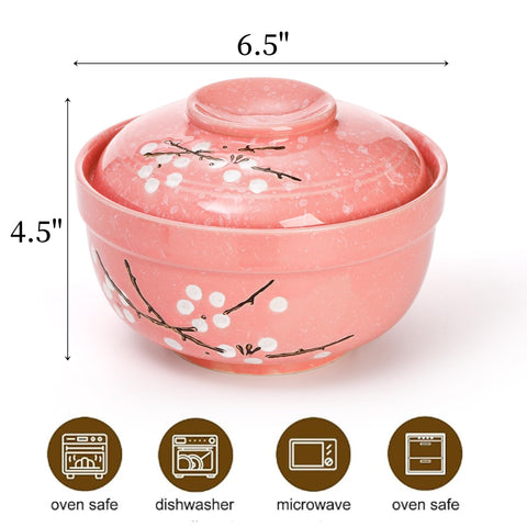 Goaste ramen bowls with lids, lid-on close-up showing heat retention.