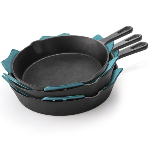 Goaste stackable pan separators save cabinet space.