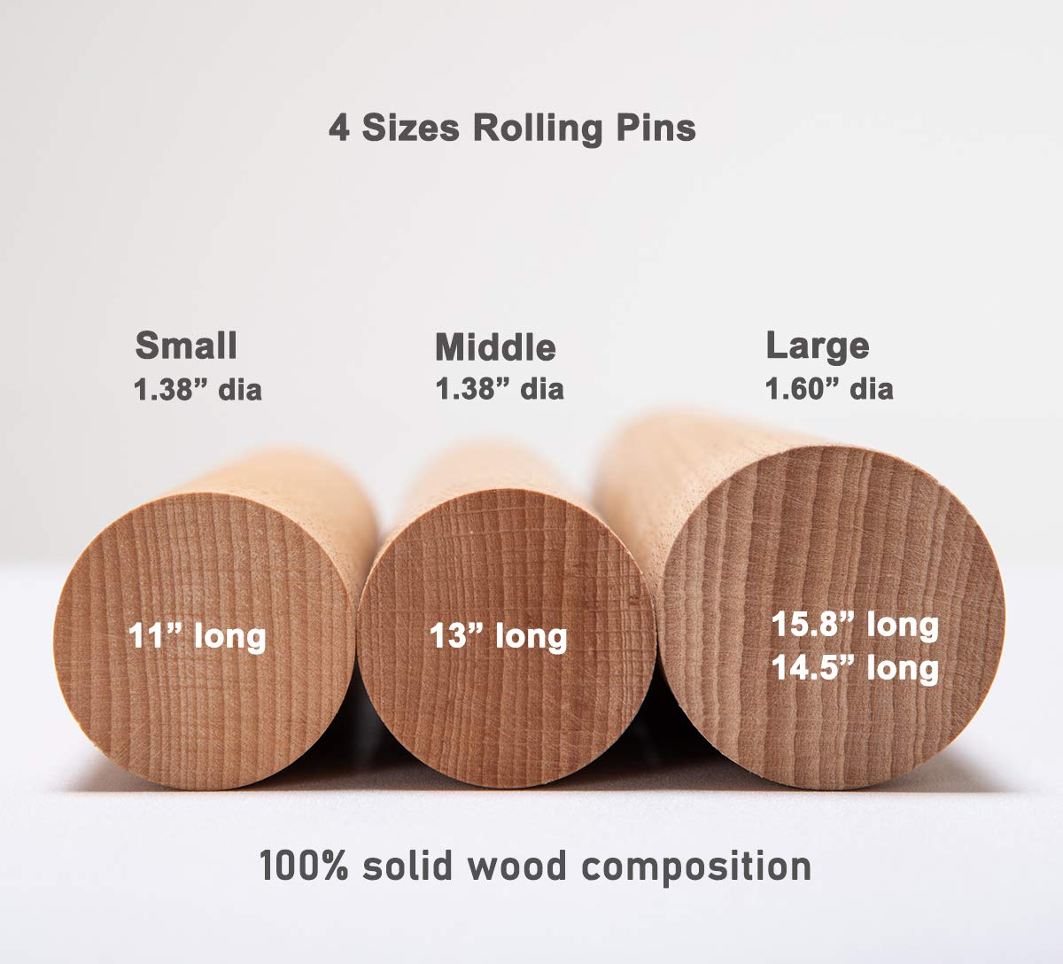 GOBAM large wood rolling pin rolling cookie dough for clean edges