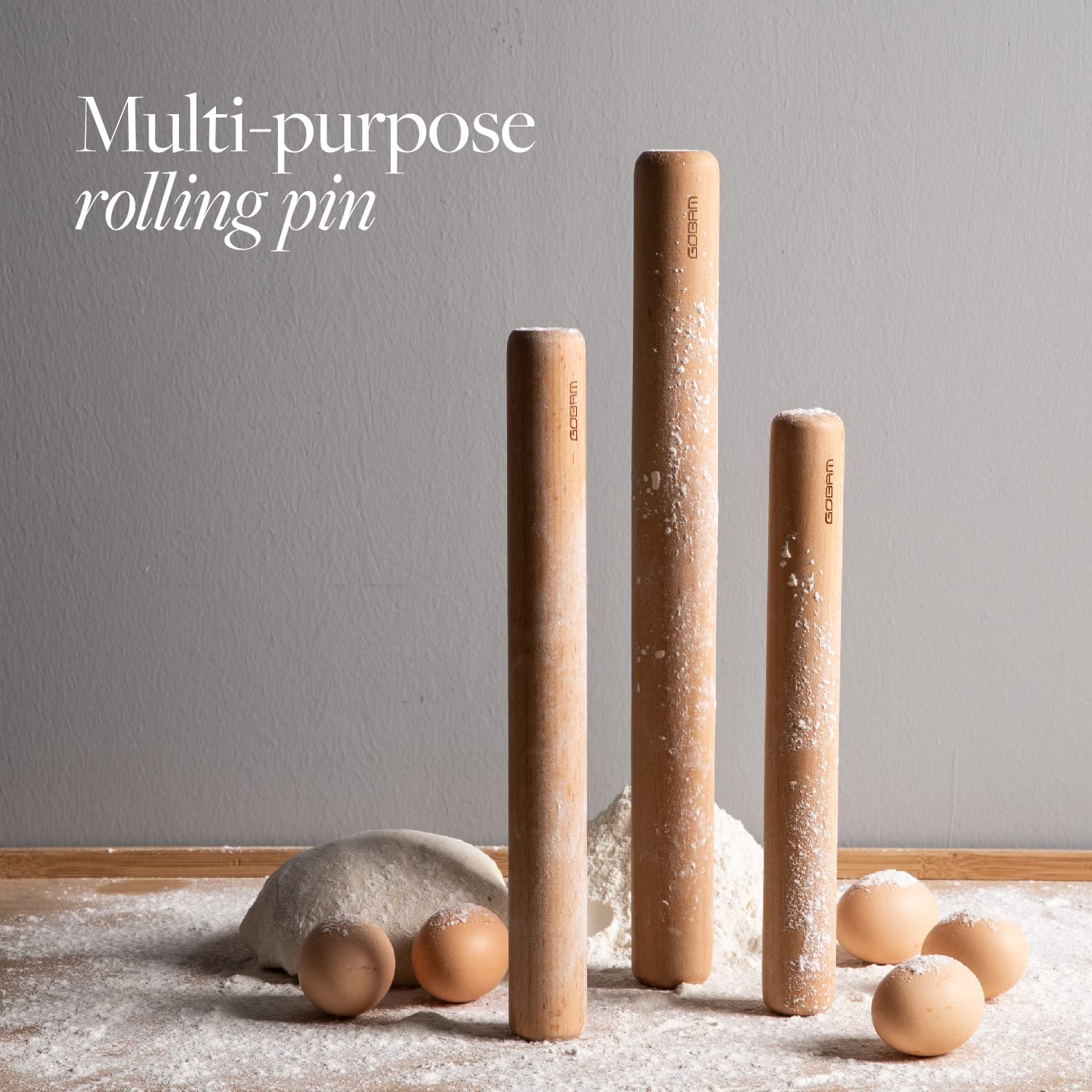 GOBAM Wood Rolling Pin uses eco-friendly wood for sustainable kitchen tools.