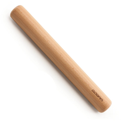 GOBAM Wood Rolling Pin with a smooth burnished surface for easy rolling.