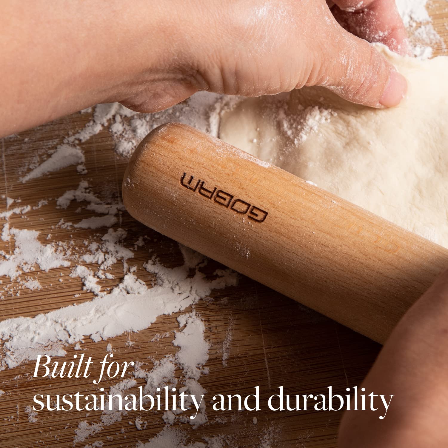GOBAM Wood Rolling Pin is versatile for pasta, pie crusts, cookies, and more.