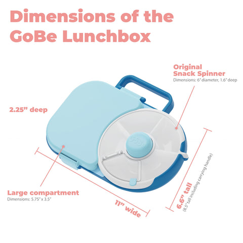 Mint green GoBe lunchbox shown with durable, dishwasher-safe design.