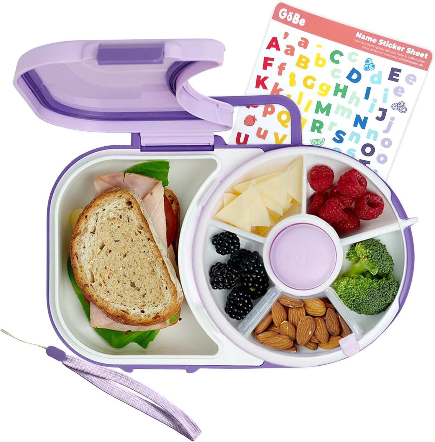 GoBe Kids Lunchbox with snack spinner for organized meals on the go.
