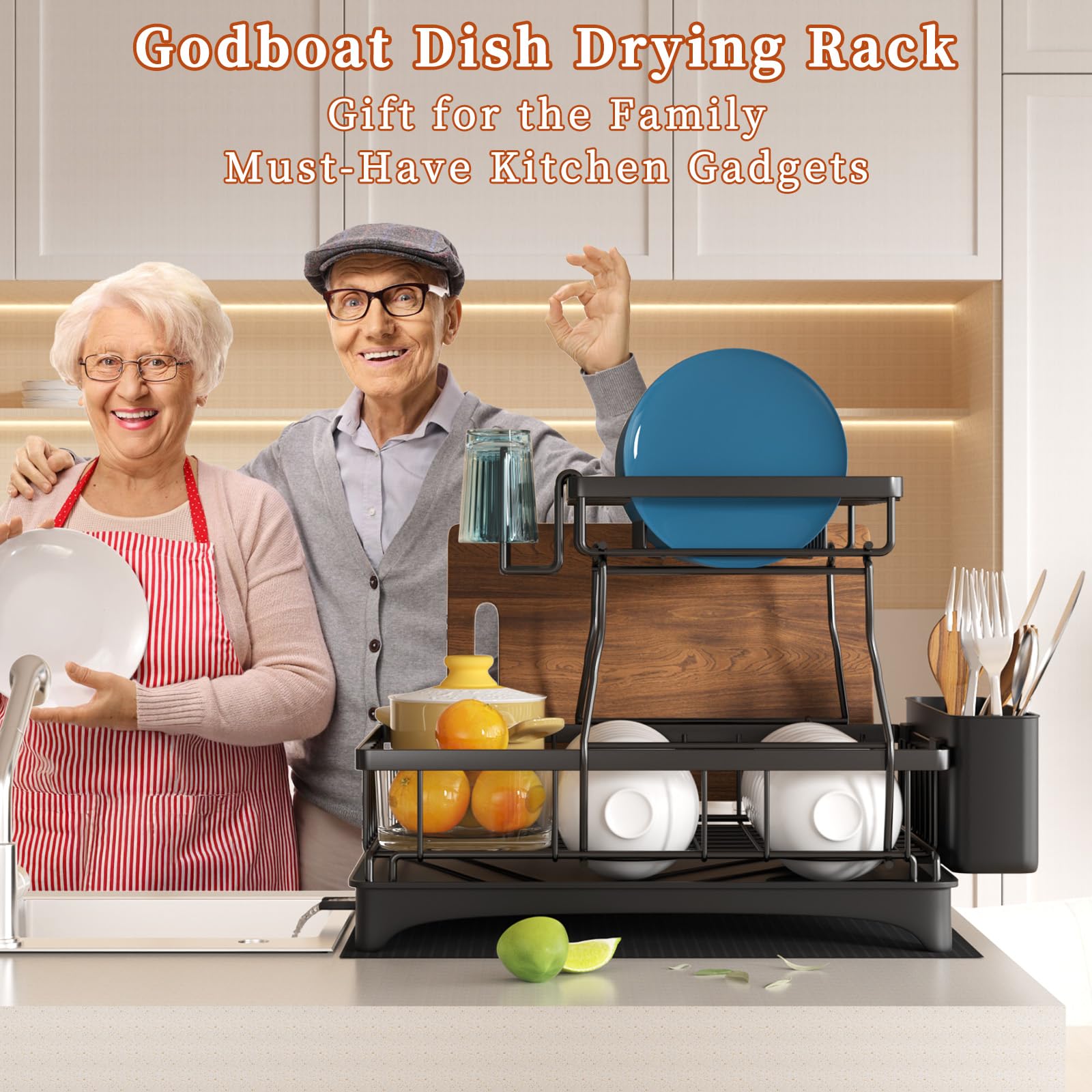 Godboat dish drying rack with gift-ready packaging