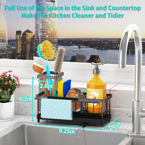 Godboat sink caddy with brush rack stores utensils neatly